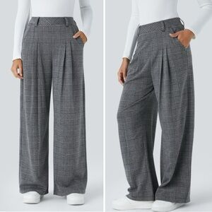 HALARA Gray Plaid Wide Leg Pants